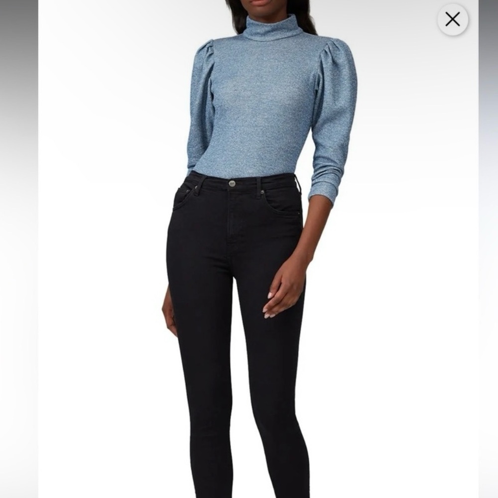 Hunter Bell Blue Shimmer Long Sleeve Top L